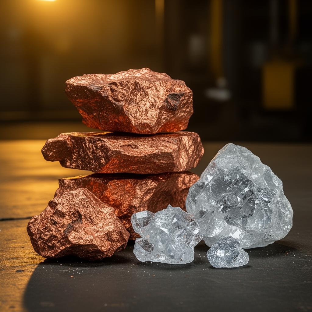 Copper ore and lithium mineral specimens